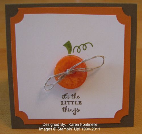 Stampin' Up! Button Buddies Pumpkin 3x3 Card
