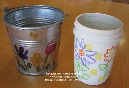 Stamped Tin Bucket and Jar