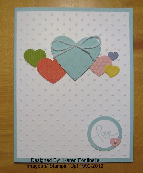 Fashionable Hearts Embossed Valentine Card