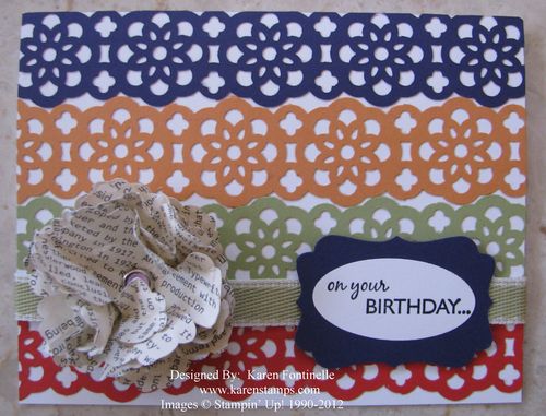 Lace Ribbon Border Punch Birthday Card