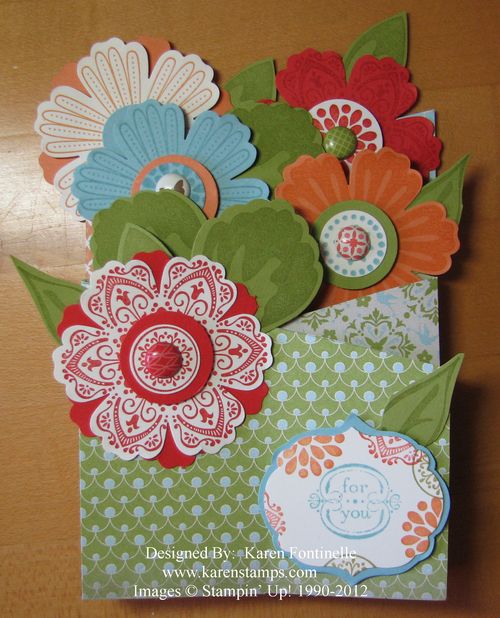 Mother's Day Cascade Mixed Bunch Flower Card Folded