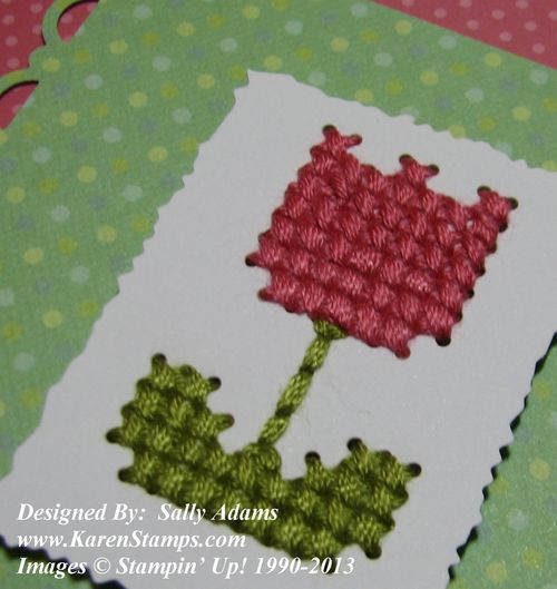 Sweet Threads Simply Sent Card Cross-Stitch Close-up